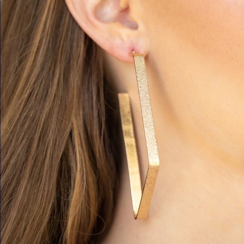 Way Over The Edge Gold Earrings